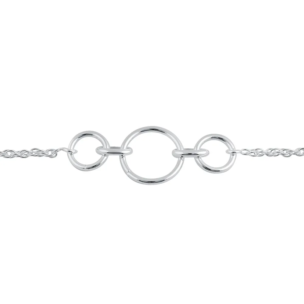 Sterling Silver Triple Round Link Bracelet