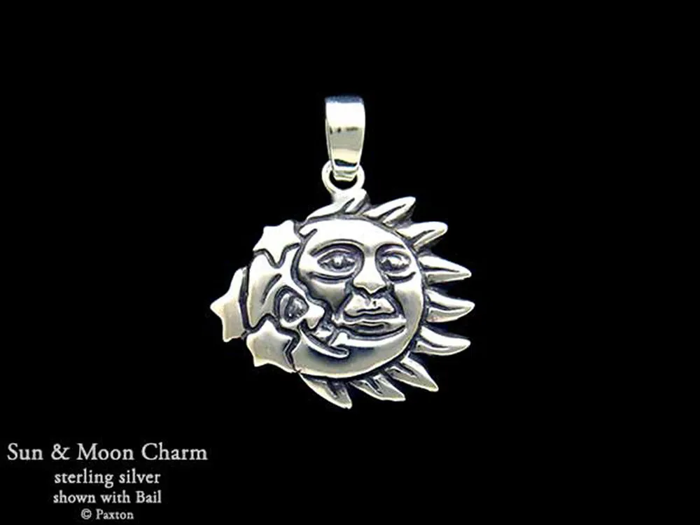 Sun Moon Charm Necklace Sterling Silver