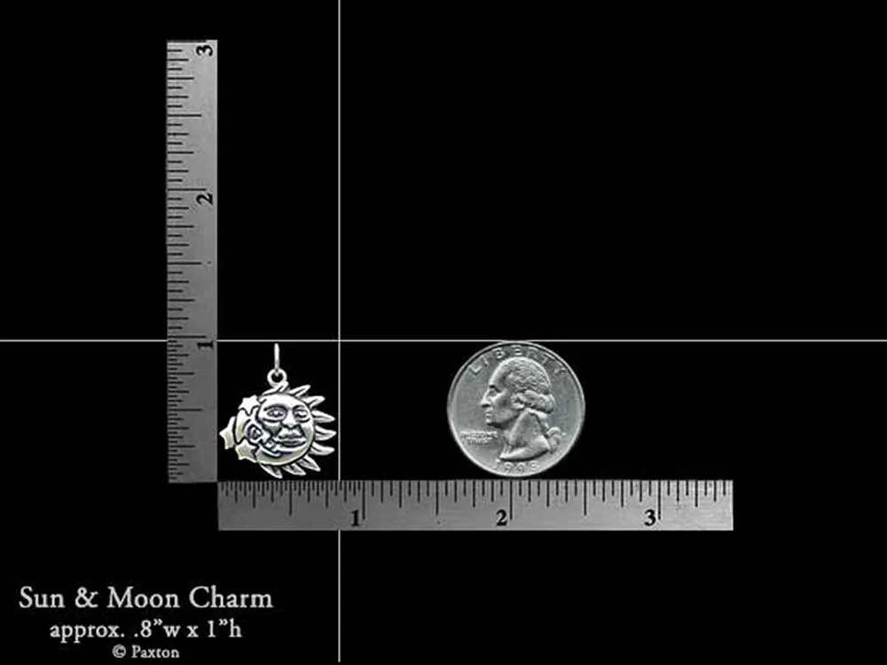 Sun Moon Charm Necklace Sterling Silver