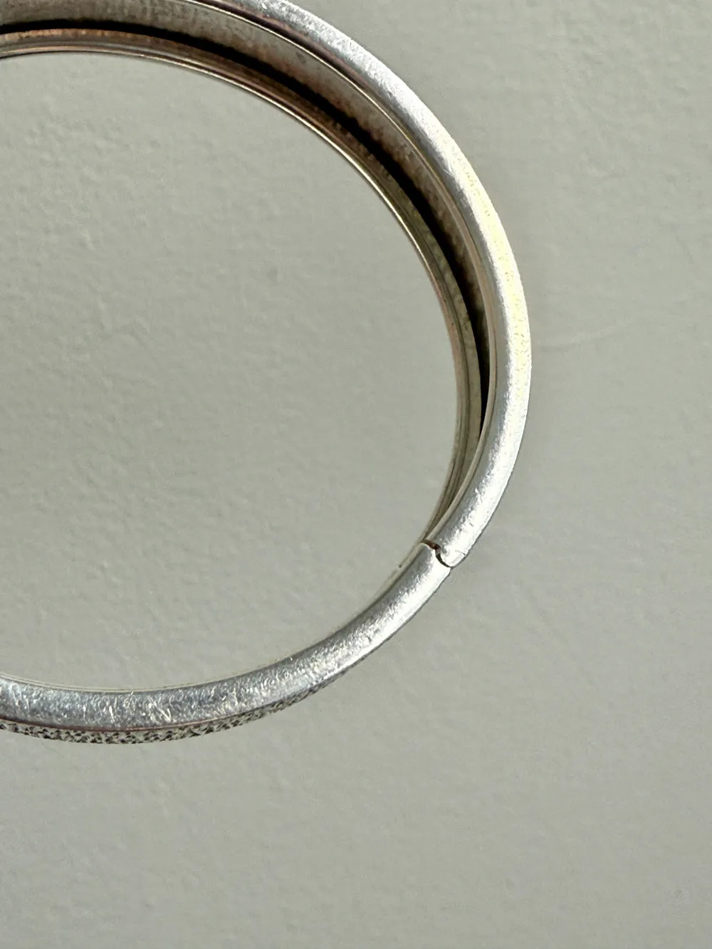 Swedish Vintage Textured Hinged Bangle in Silver- 7 inch interior circumference