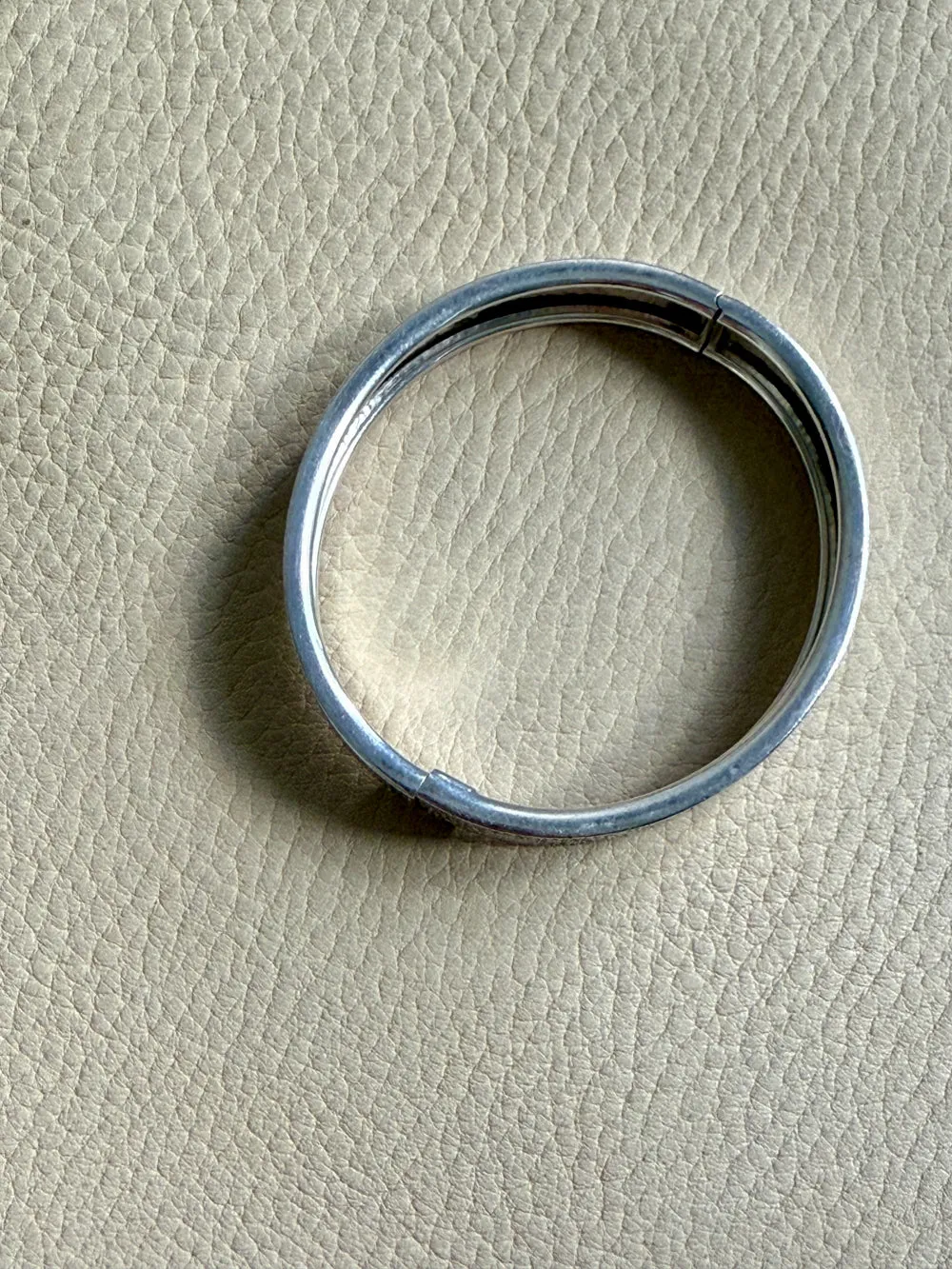 Swedish Vintage Textured Hinged Bangle in Silver- 7 inch interior circumference