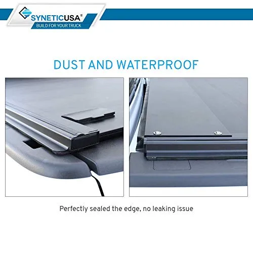 Syneticusa Retractable Hard Tonneau Cover Fits 2016-2022 Toyota Tacoma 5' (60") Truck Bed Matte Black Aluminum Low Profile Waterproof
