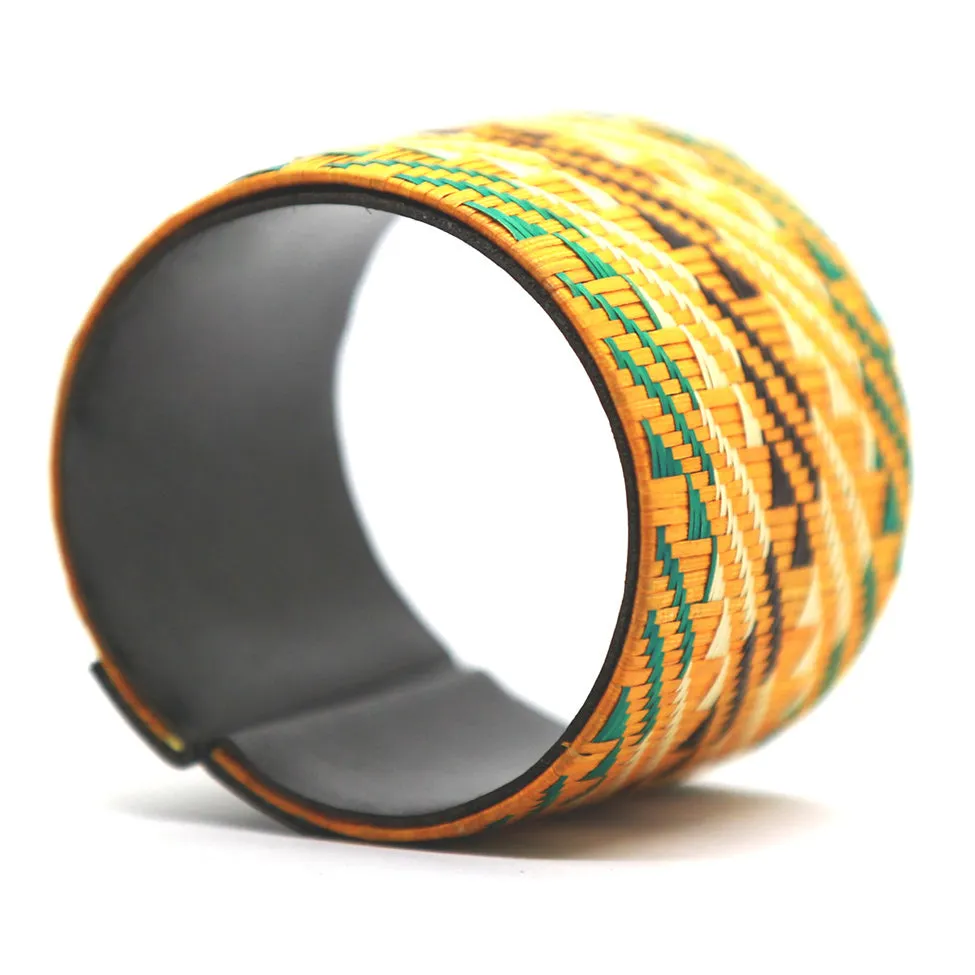 Terra: Yellow Patterned Sugar Cane Leaf Bracelet