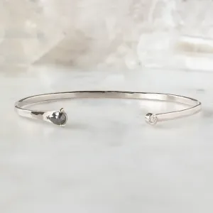 The Black   White Diamond Cuff Bracelet | Sterling Silver