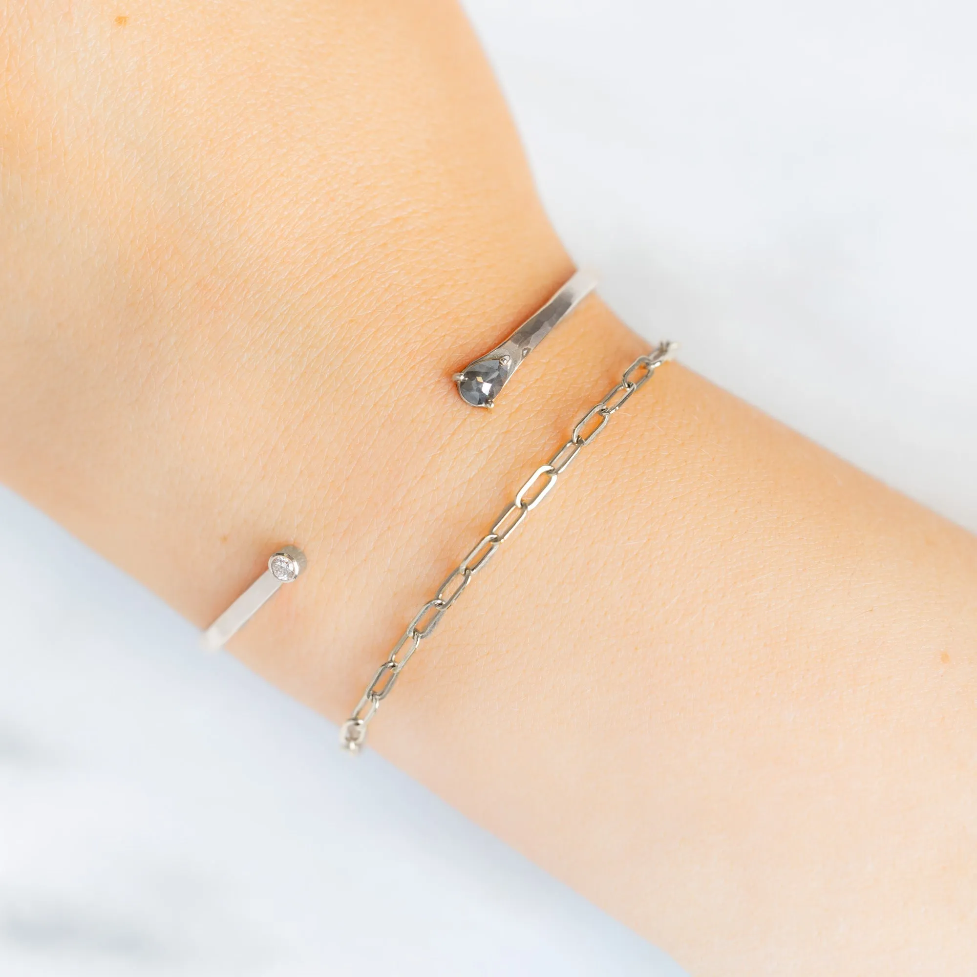 The Black   White Diamond Cuff Bracelet | Sterling Silver
