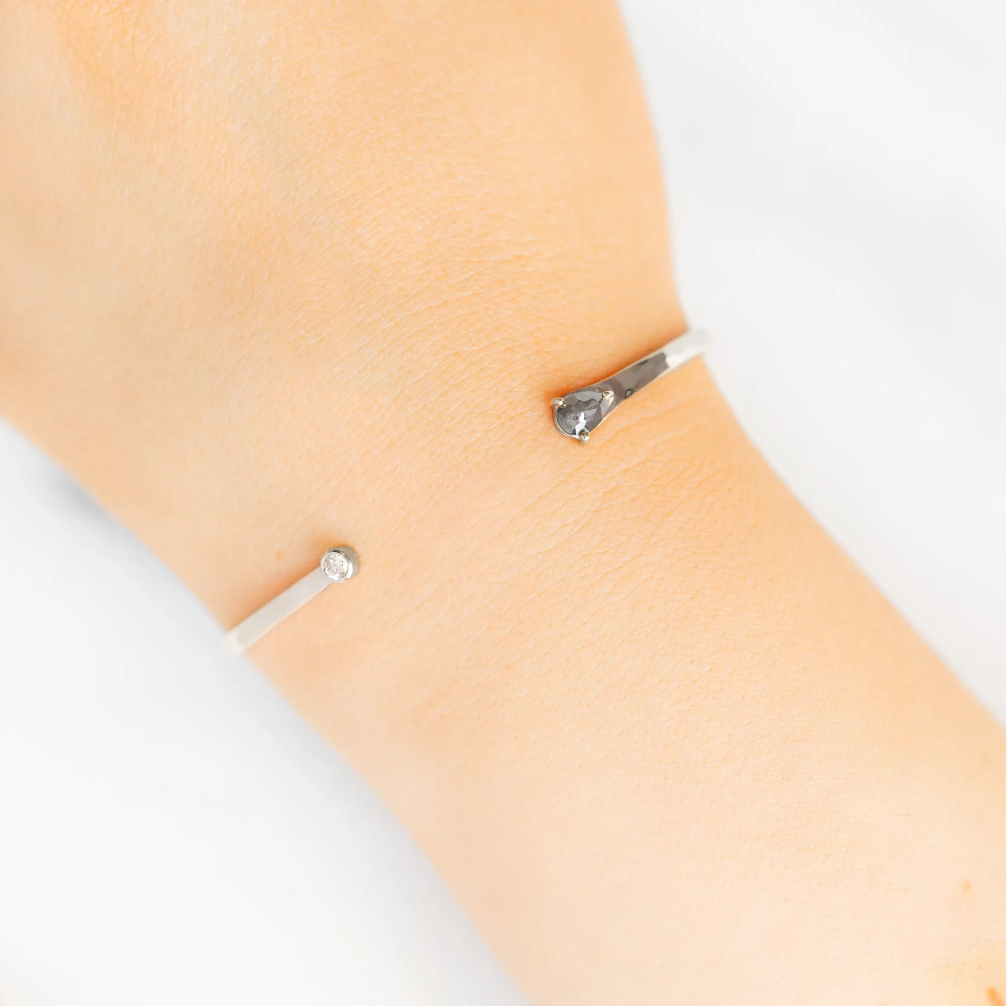 The Black   White Diamond Cuff Bracelet | Sterling Silver