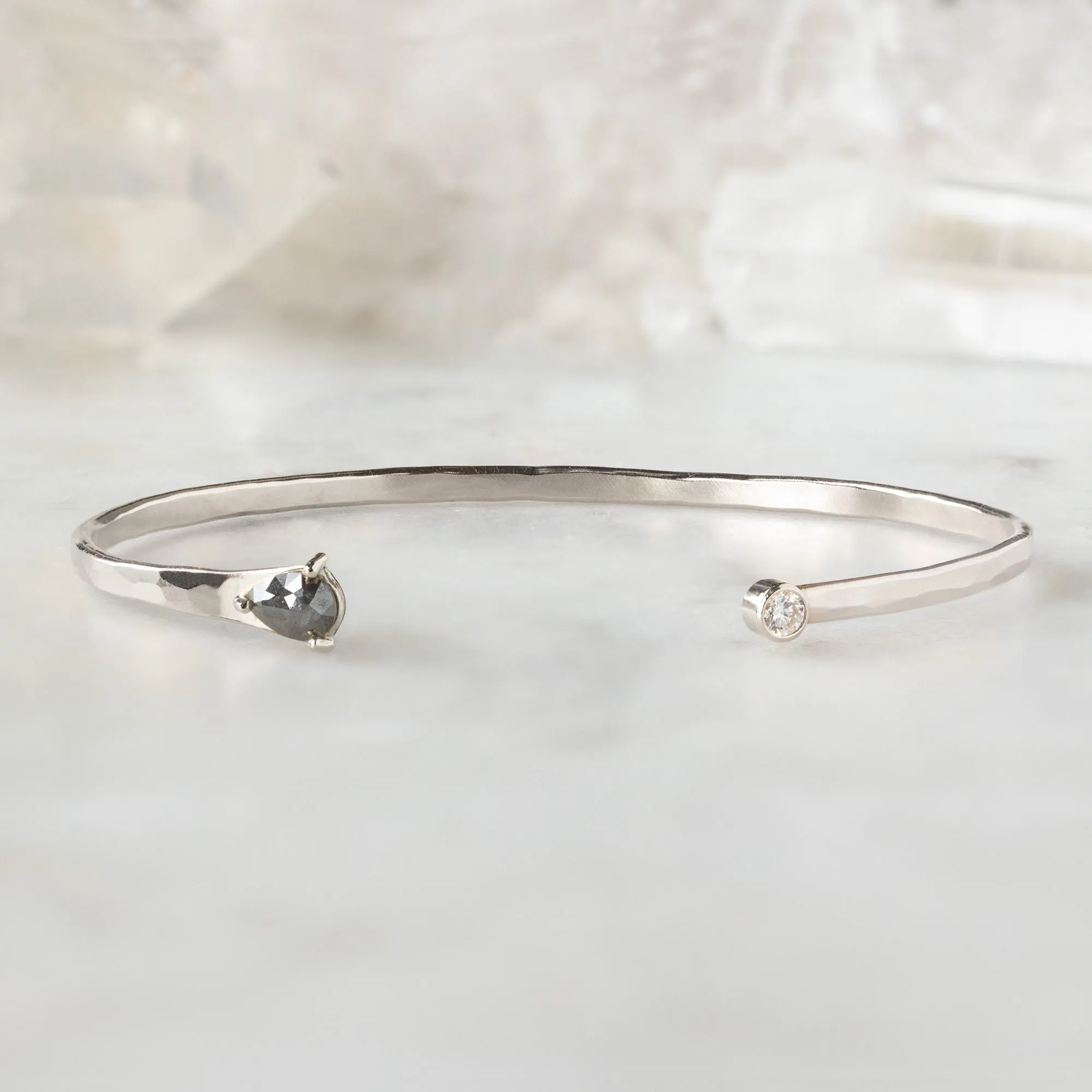 The Black   White Diamond Cuff Bracelet | Sterling Silver
