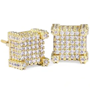 The Courage® - 925 Sterling Silver Iced Square Diamond Stud Earrings for Men
