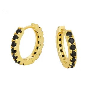 The Magic Circle® - 925 Sterling Silver Black Diamond Men's Hoop Earrings