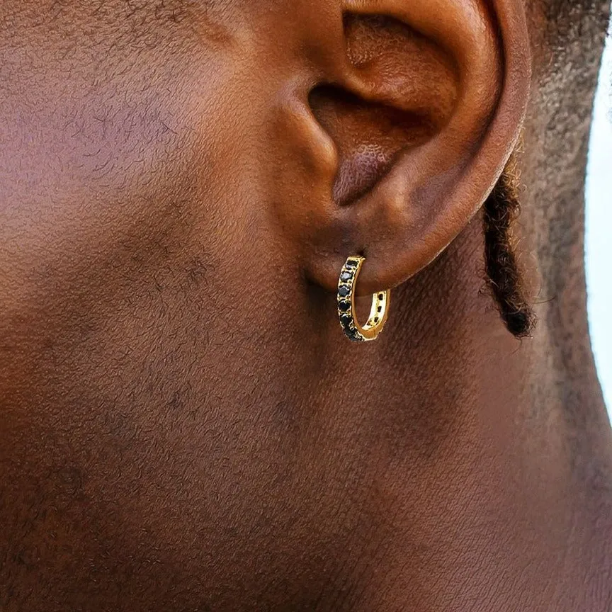 The Magic Circle® - 925 Sterling Silver Black Diamond Men's Hoop Earrings