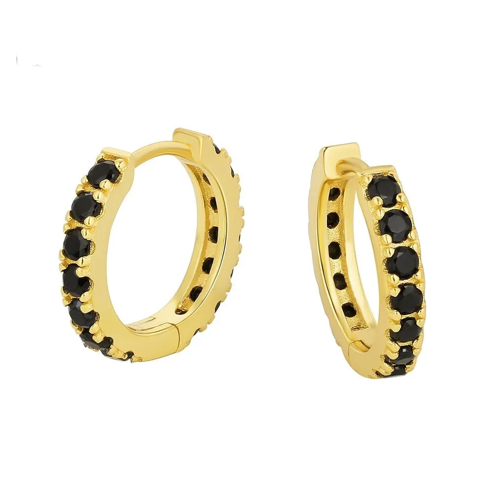 The Magic Circle® - 925 Sterling Silver Black Diamond Men's Hoop Earrings