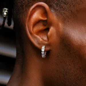 The Sparkling Circle® - 925 Sterling Silver Hexagon Diamond Hoop Earrings in White Gold
