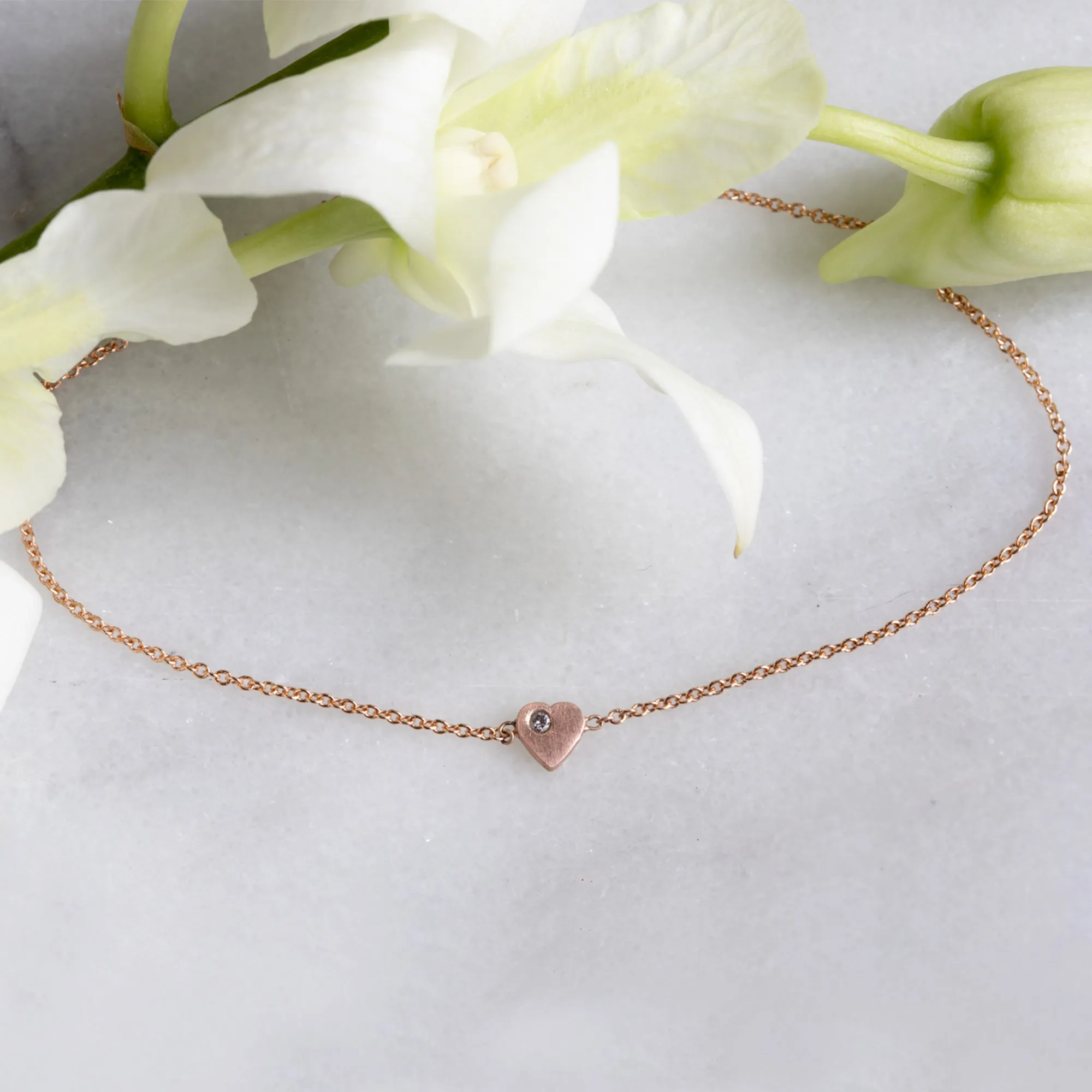 The Sweetheart White Diamond Bracelet | 14K Rose Gold