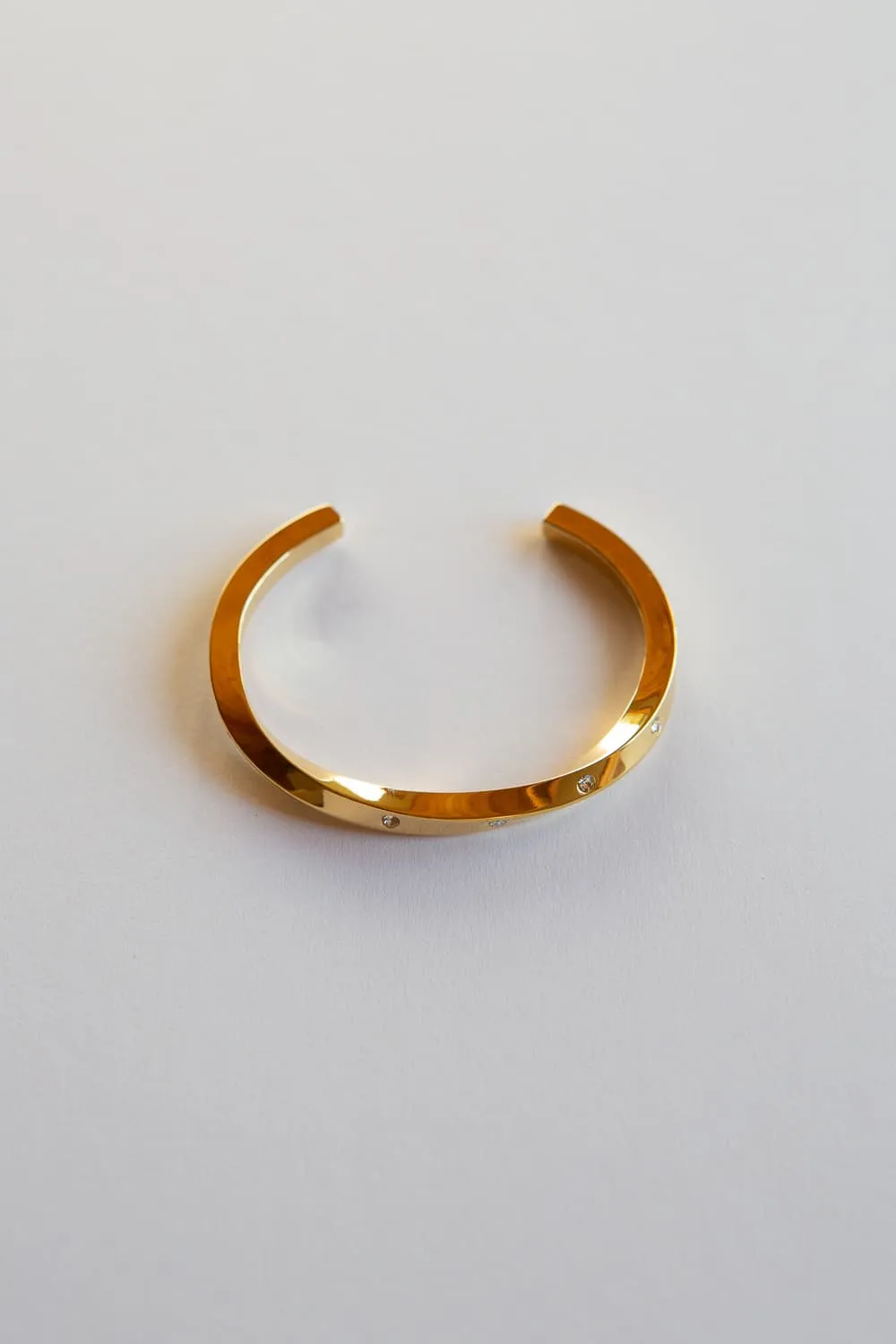 Thick Silver CZ Twist Cuff Bracelet