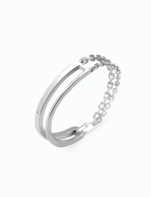 Thin and thick link lock bracelet