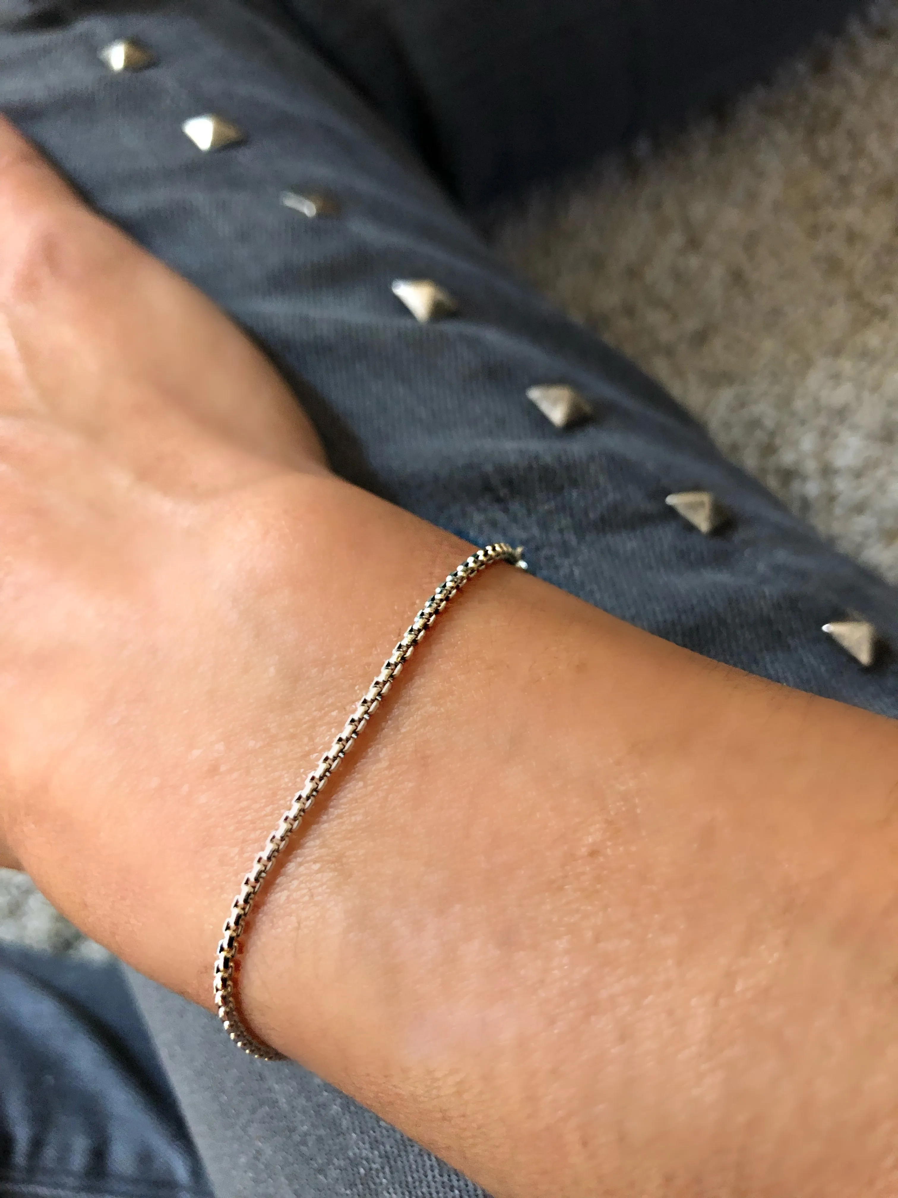 Thin Box Chain Bracelet - Sterling Silver