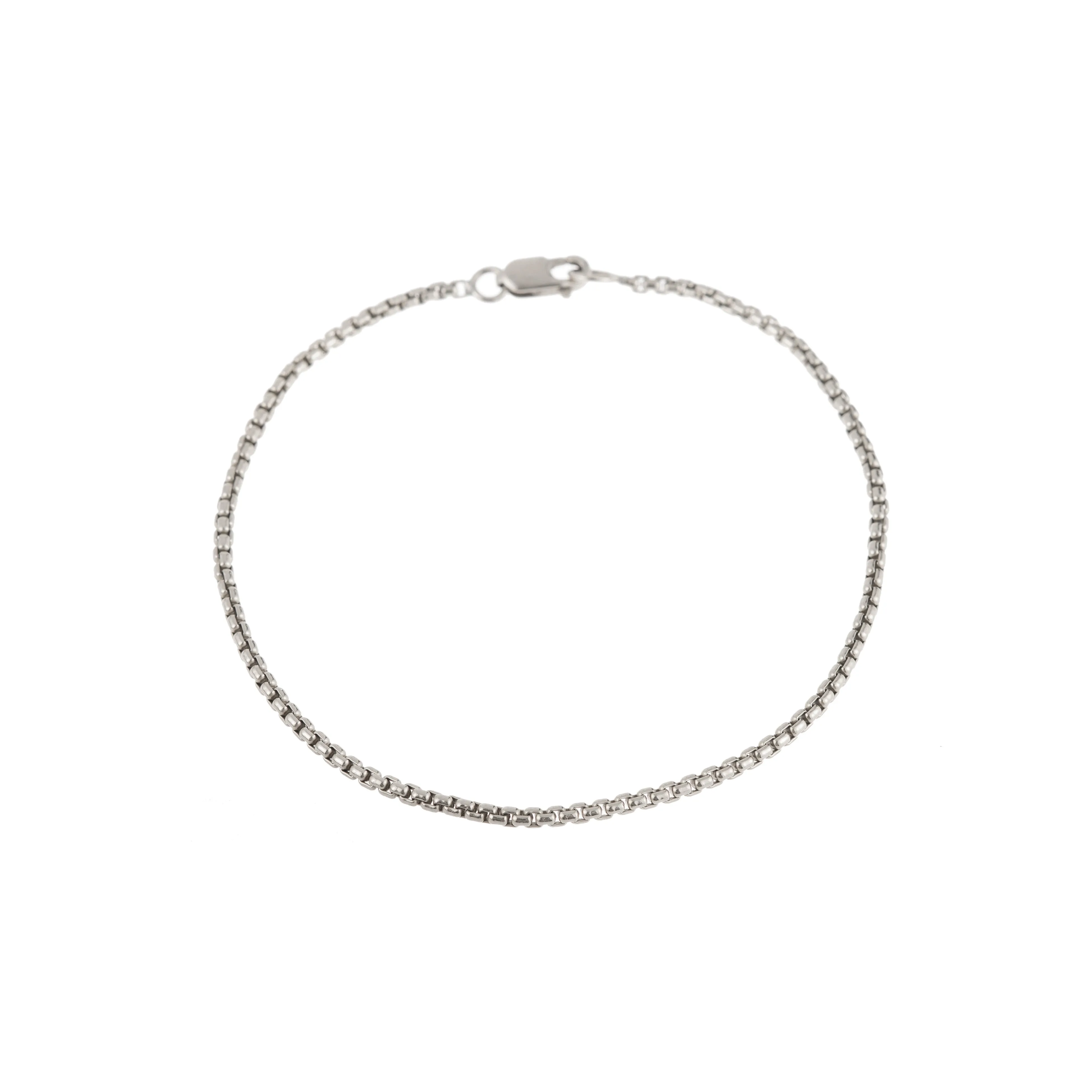 Thin Box Chain Bracelet - Sterling Silver