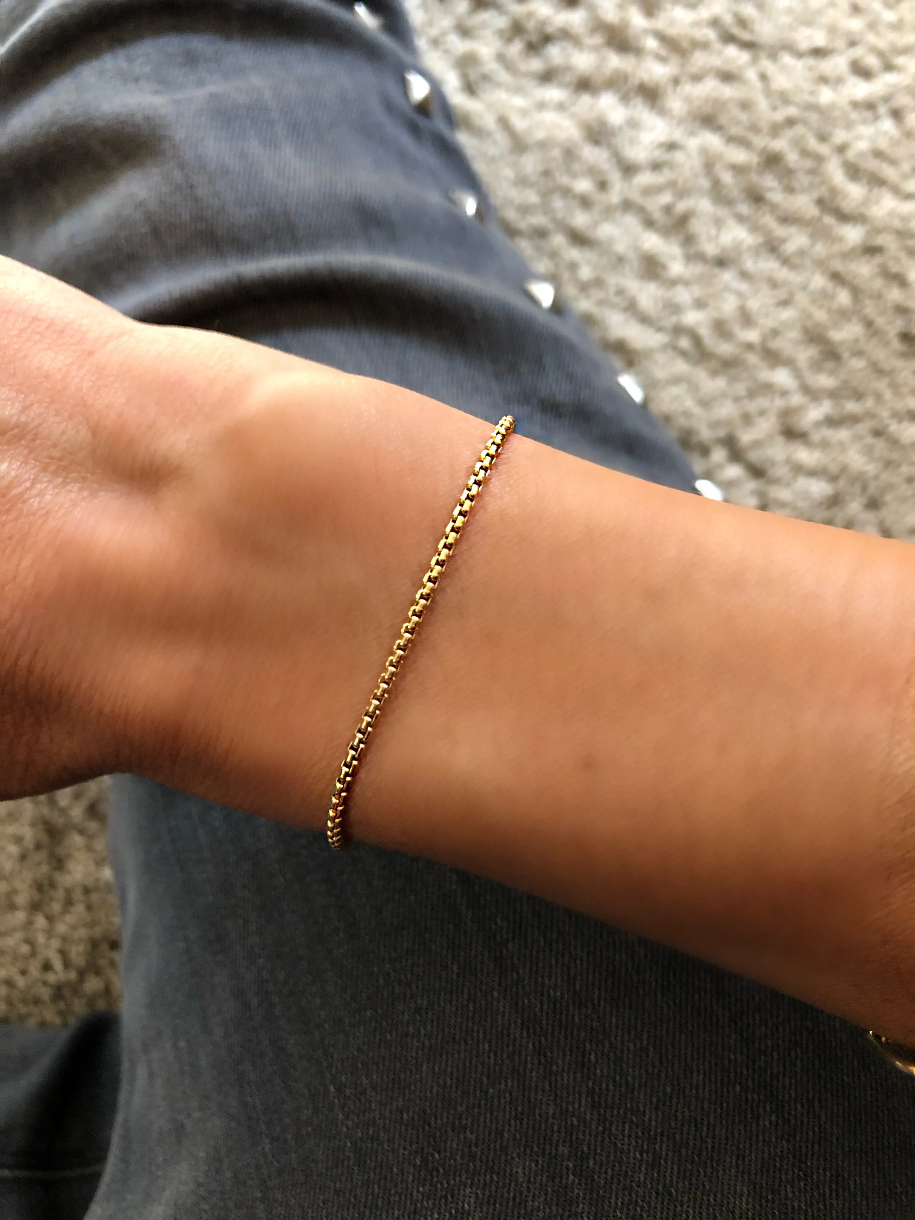 Thin Box Chain Bracelet - Sterling Silver