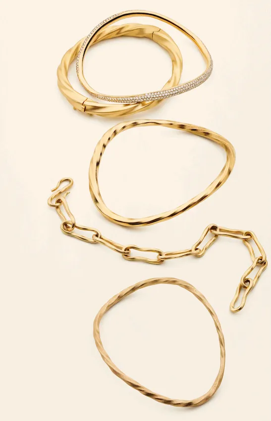 THIN FLOW WAVE BANGLE - 18K gold plated silver
