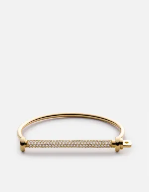 Thin Screw Cuff, Gold Vermeil/Sapphire