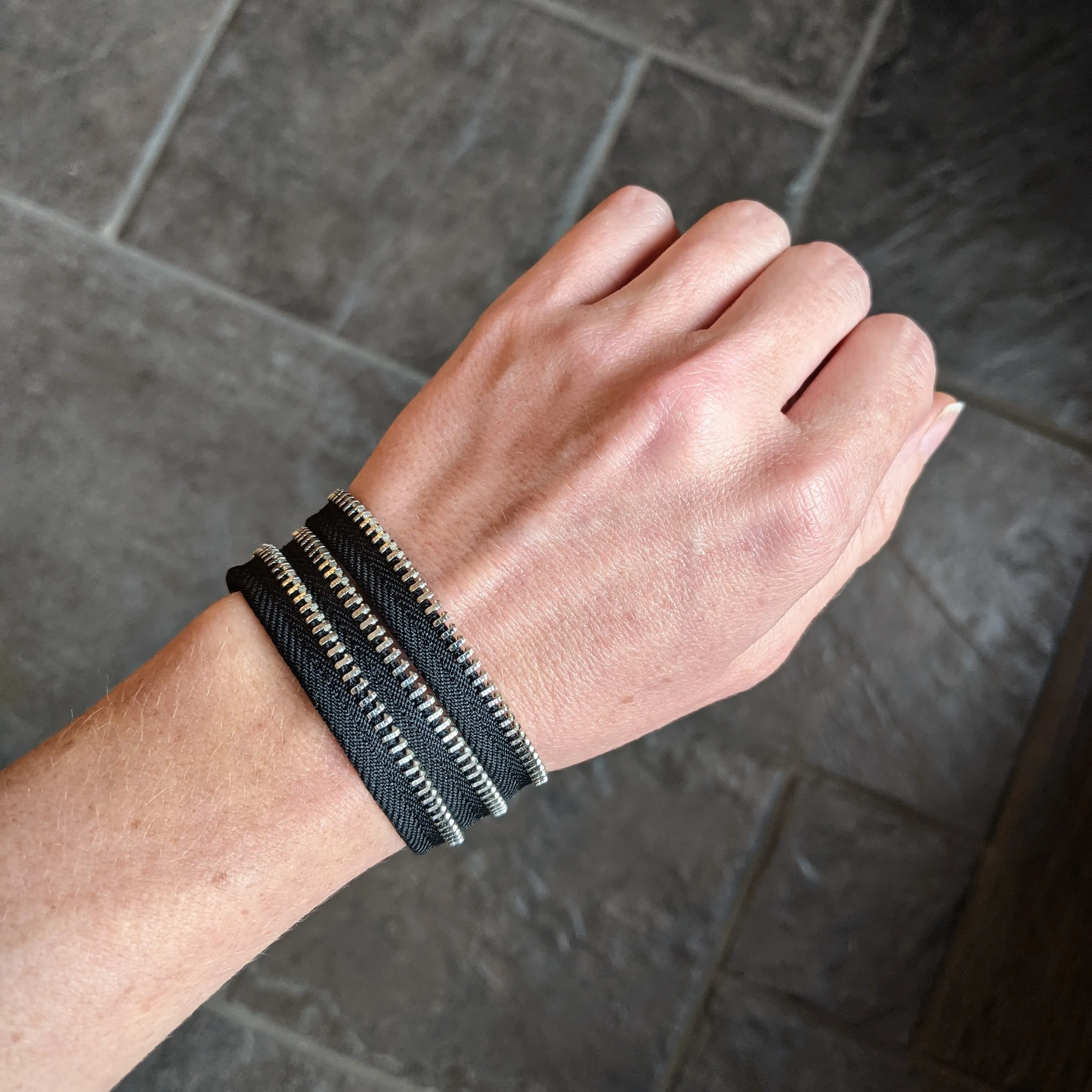 Thin Three Coil Bracelet, Silver
