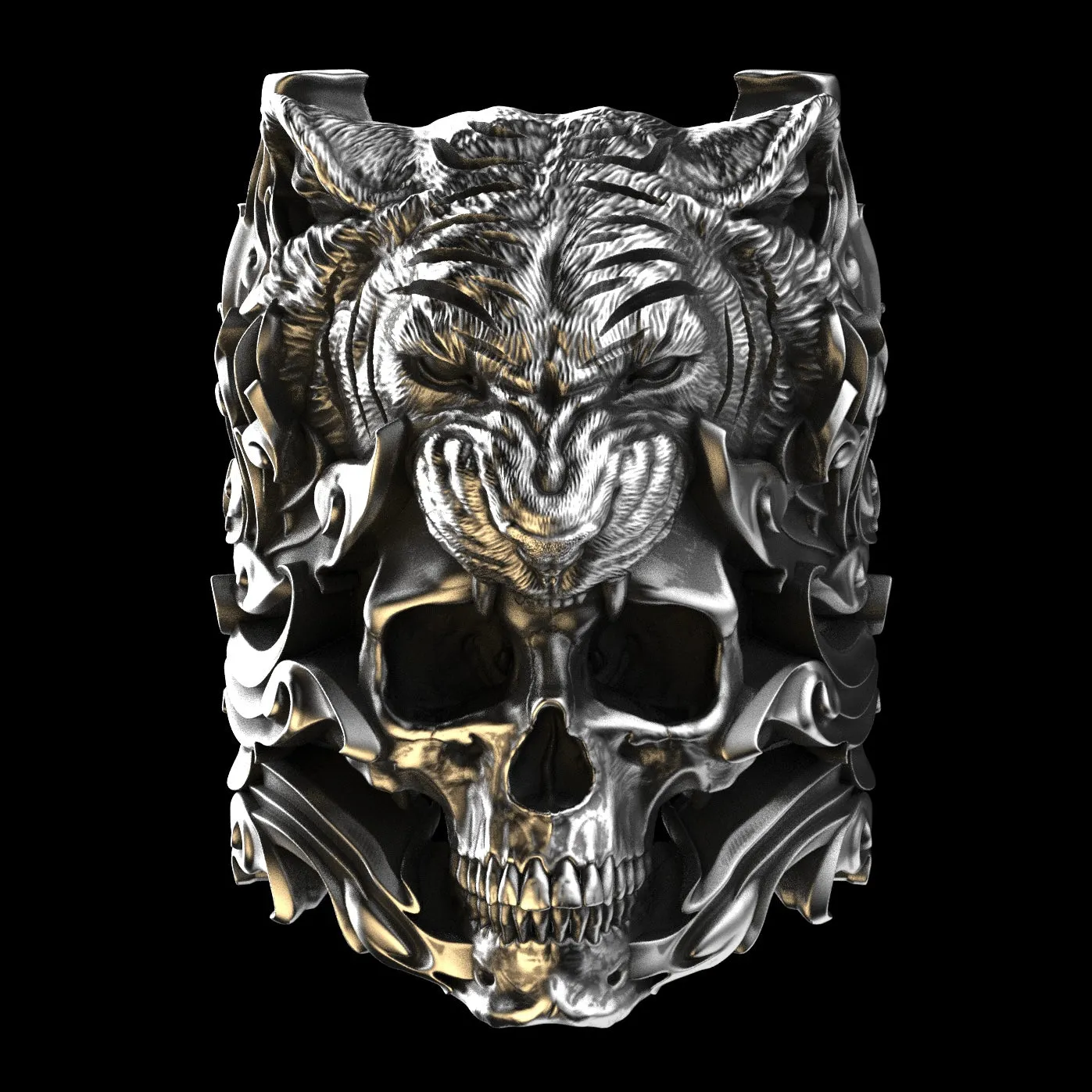 Tiger Skull Sterling Silver