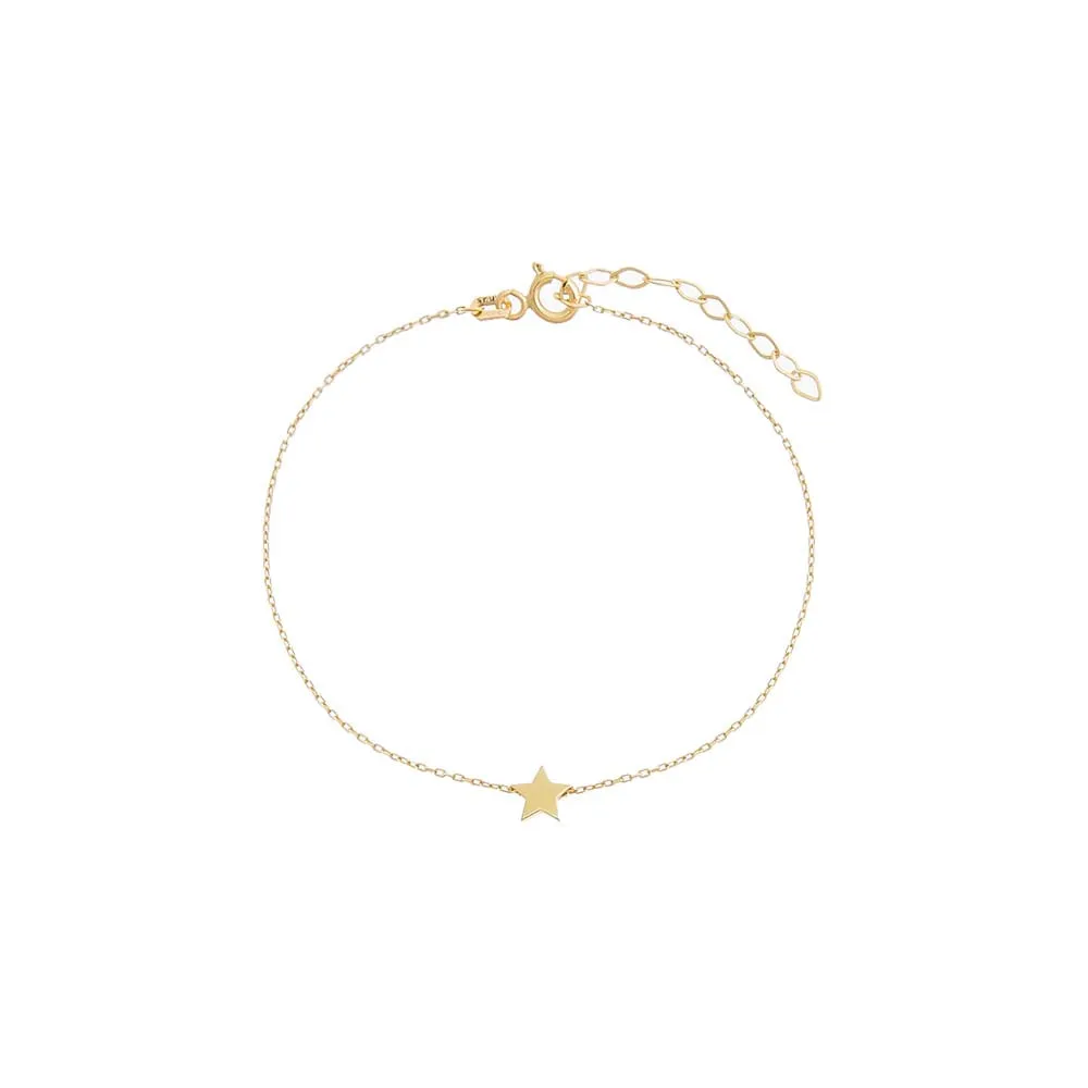 Tiny Solid Star Bracelet 14K