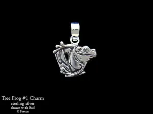 Tree Frog #1 Charm Necklace Sterling Silver