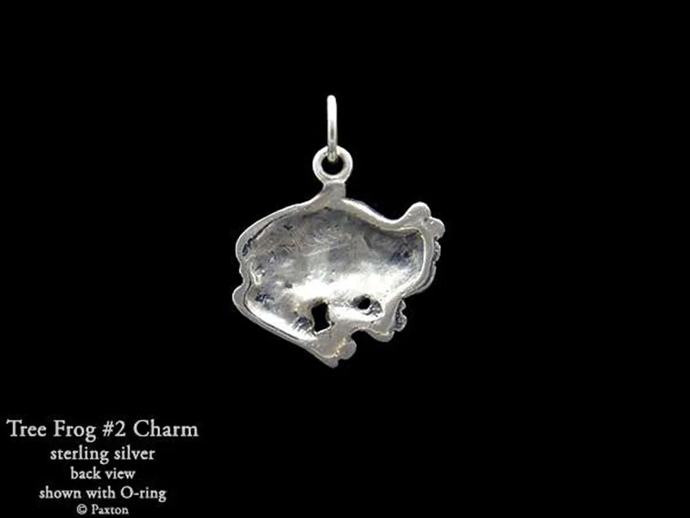Tree Frog #2 Charm Necklace Sterling Silver