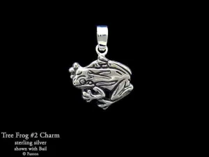 Tree Frog #2 Charm Necklace Sterling Silver