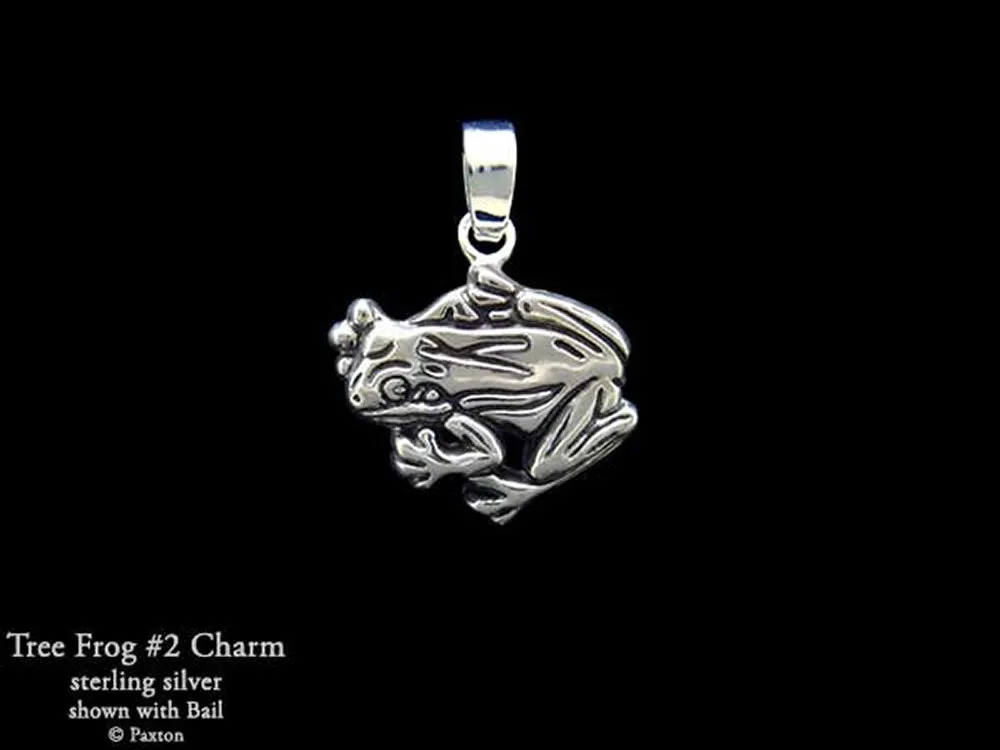 Tree Frog #2 Charm Necklace Sterling Silver