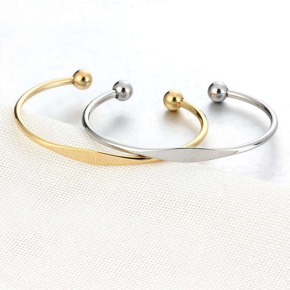 Trendy Stainless Steel Open Cuff Bangle Bracelet - Vintage Style Fashion Bangle Band - Best Gift for Christmas, Birthday, & Anniversary