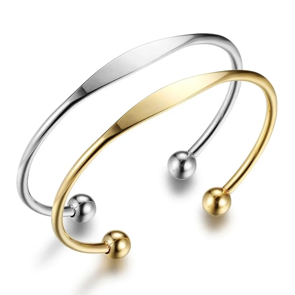 Trendy Stainless Steel Open Cuff Bangle Bracelet - Vintage Style Fashion Bangle Band - Best Gift for Christmas, Birthday, & Anniversary