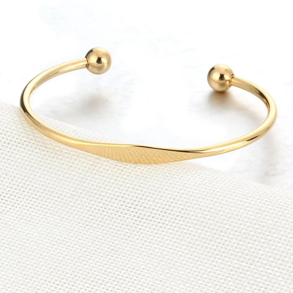 Trendy Stainless Steel Open Cuff Bangle Bracelet - Vintage Style Fashion Bangle Band - Best Gift for Christmas, Birthday, & Anniversary