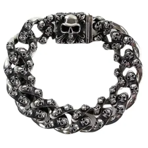 Tribal Sterling Silver Skull Bracelet