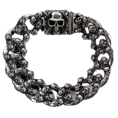 Tribal Sterling Silver Skull Bracelet