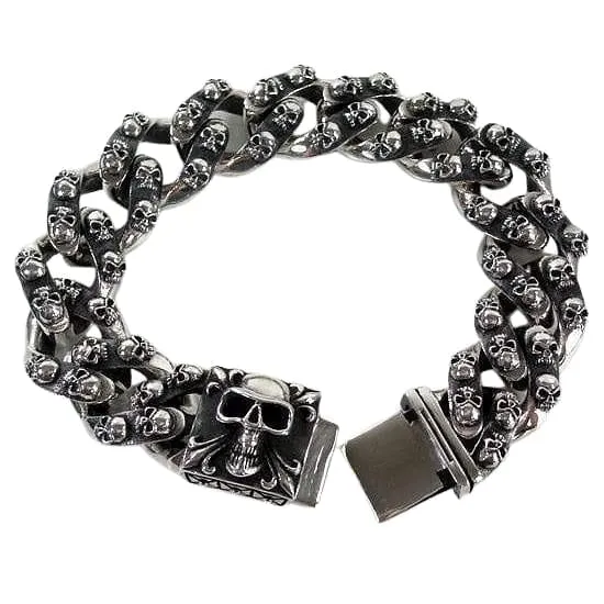 Tribal Sterling Silver Skull Bracelet