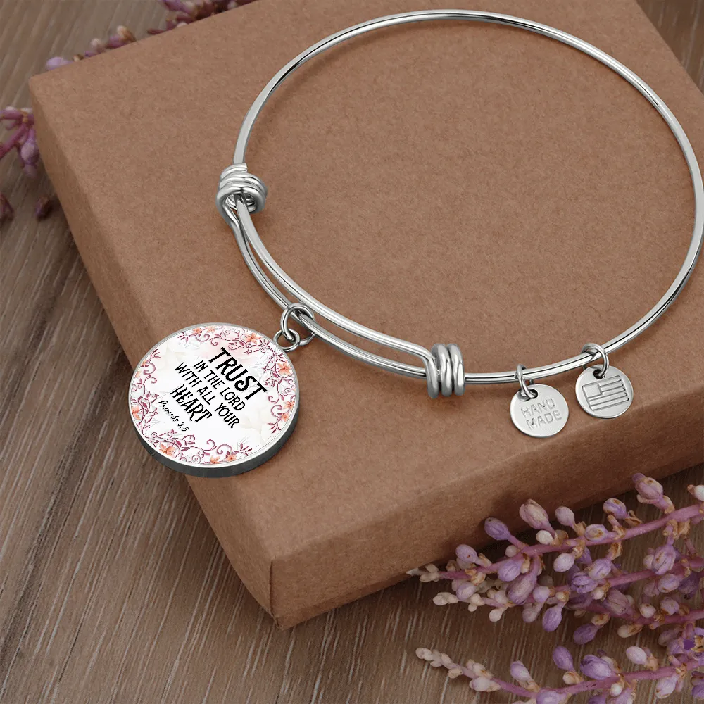 Trust in the Lord, Proverb 3:5-Bible Verse Bangle Bracelet
