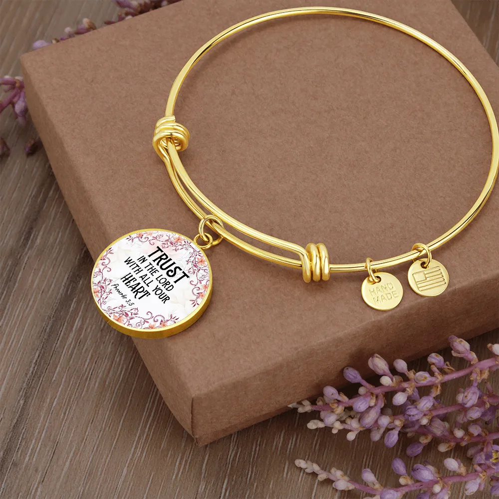 Trust in the Lord, Proverb 3:5-Bible Verse Bangle Bracelet