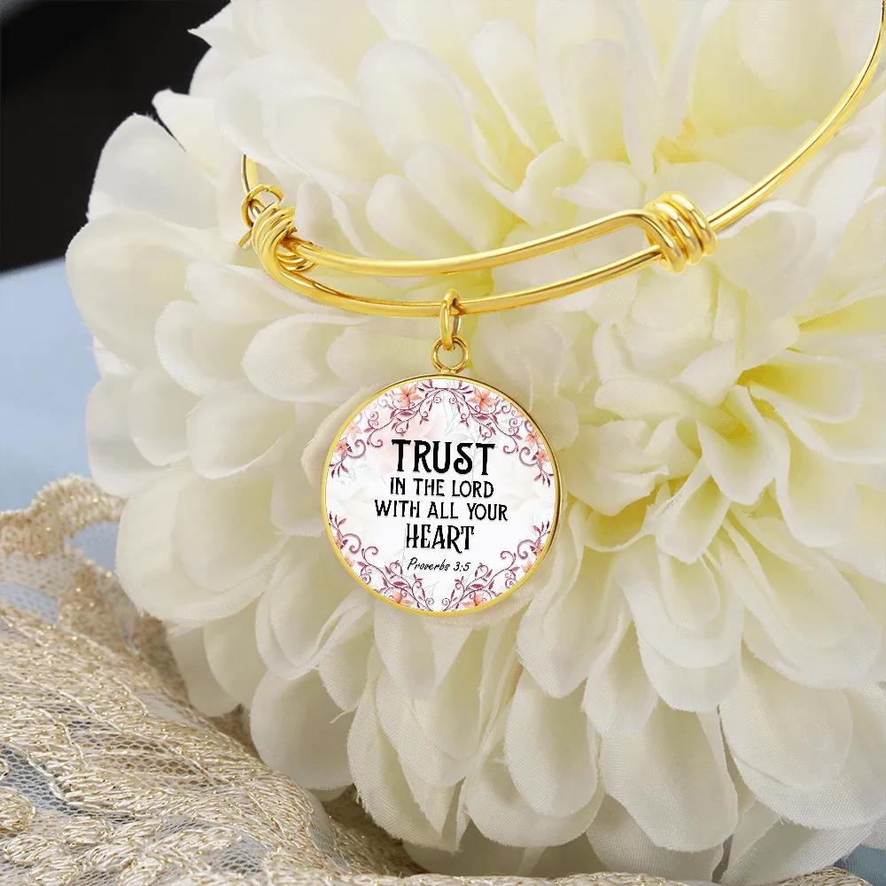 Trust in the Lord, Proverb 3:5-Bible Verse Bangle Bracelet