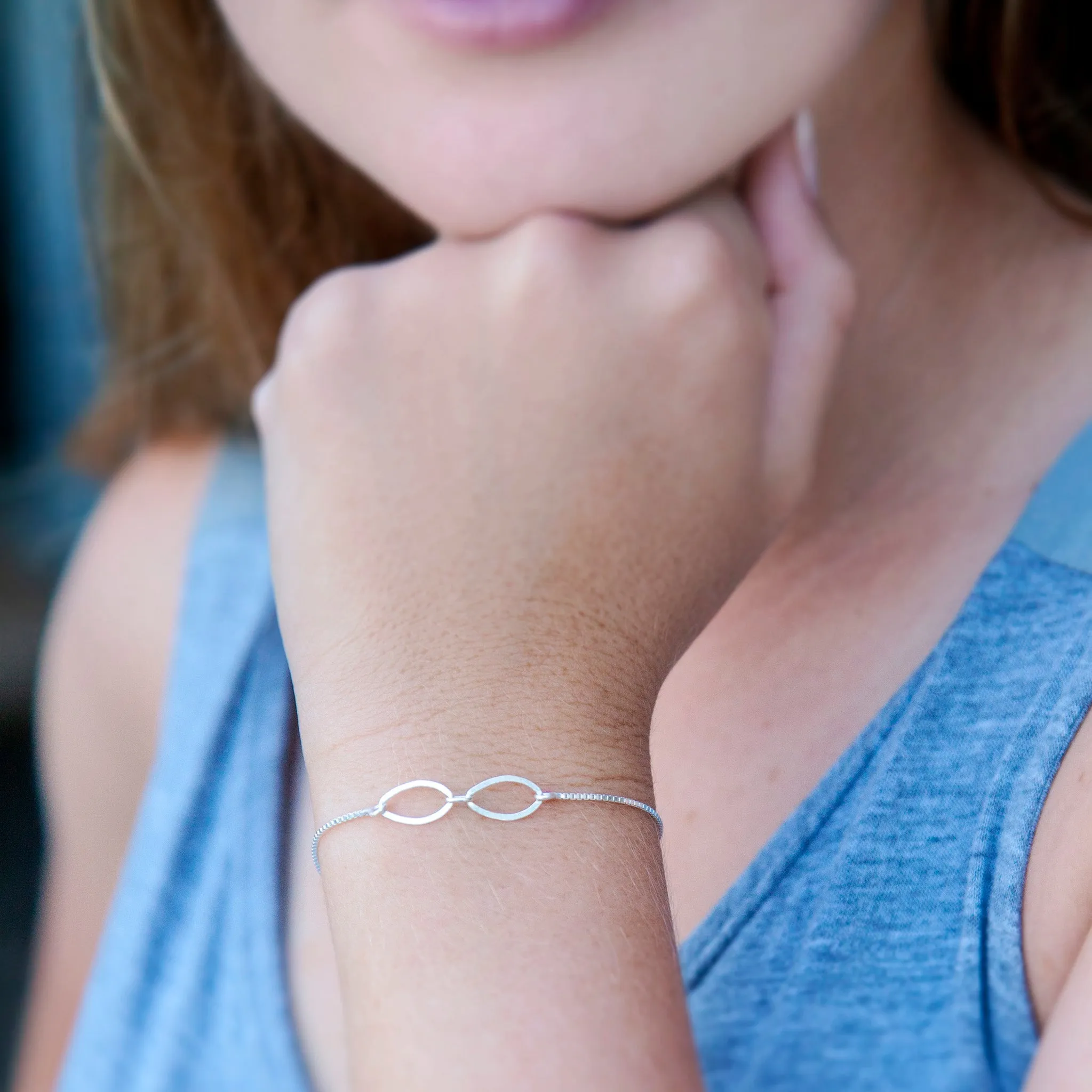 “Twins” Sterling Silver Bolo Bracelet on Personalized Jewelry Card