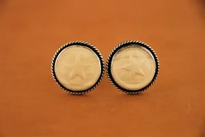 Twisted Rope Edge Mammoth Ivory Texas Army Cufflinks