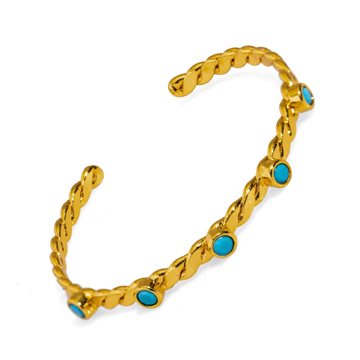 Twisted Turquoise & Gold Dainty Cuff Bracelet