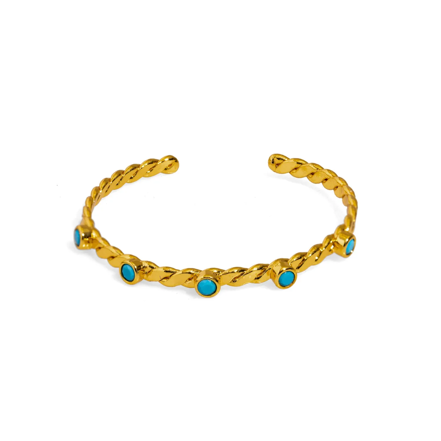 Twisted Turquoise & Gold Dainty Cuff Bracelet