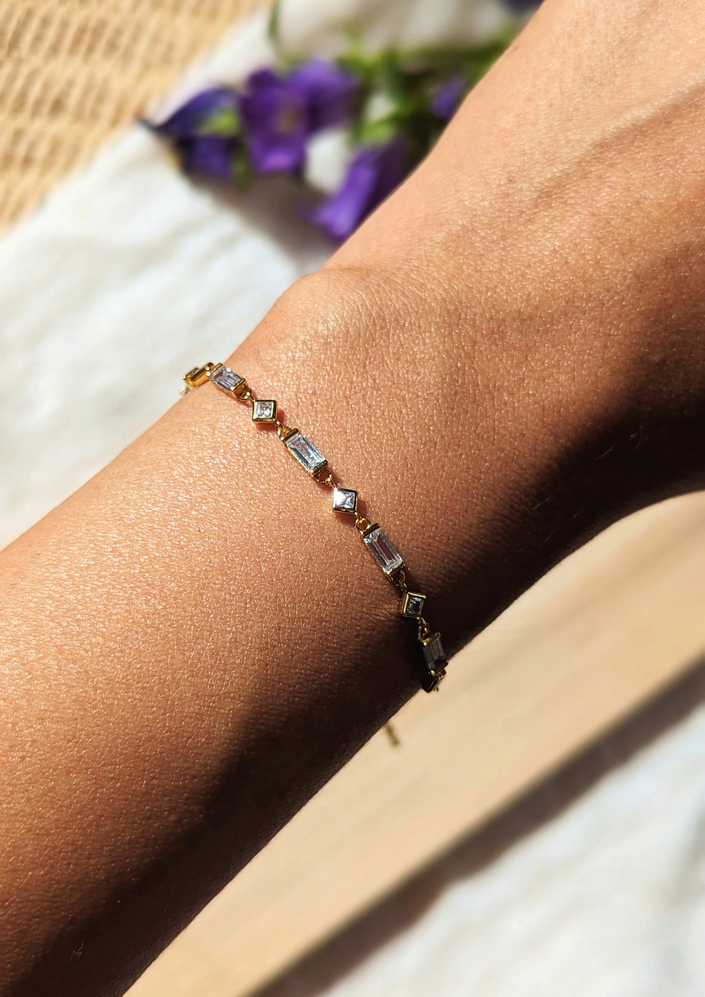 Valentina Gold Bracelet in White Crystals