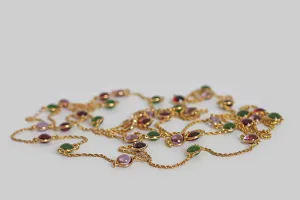 Victorian Garnet, Amethyst & Jade Station Chain