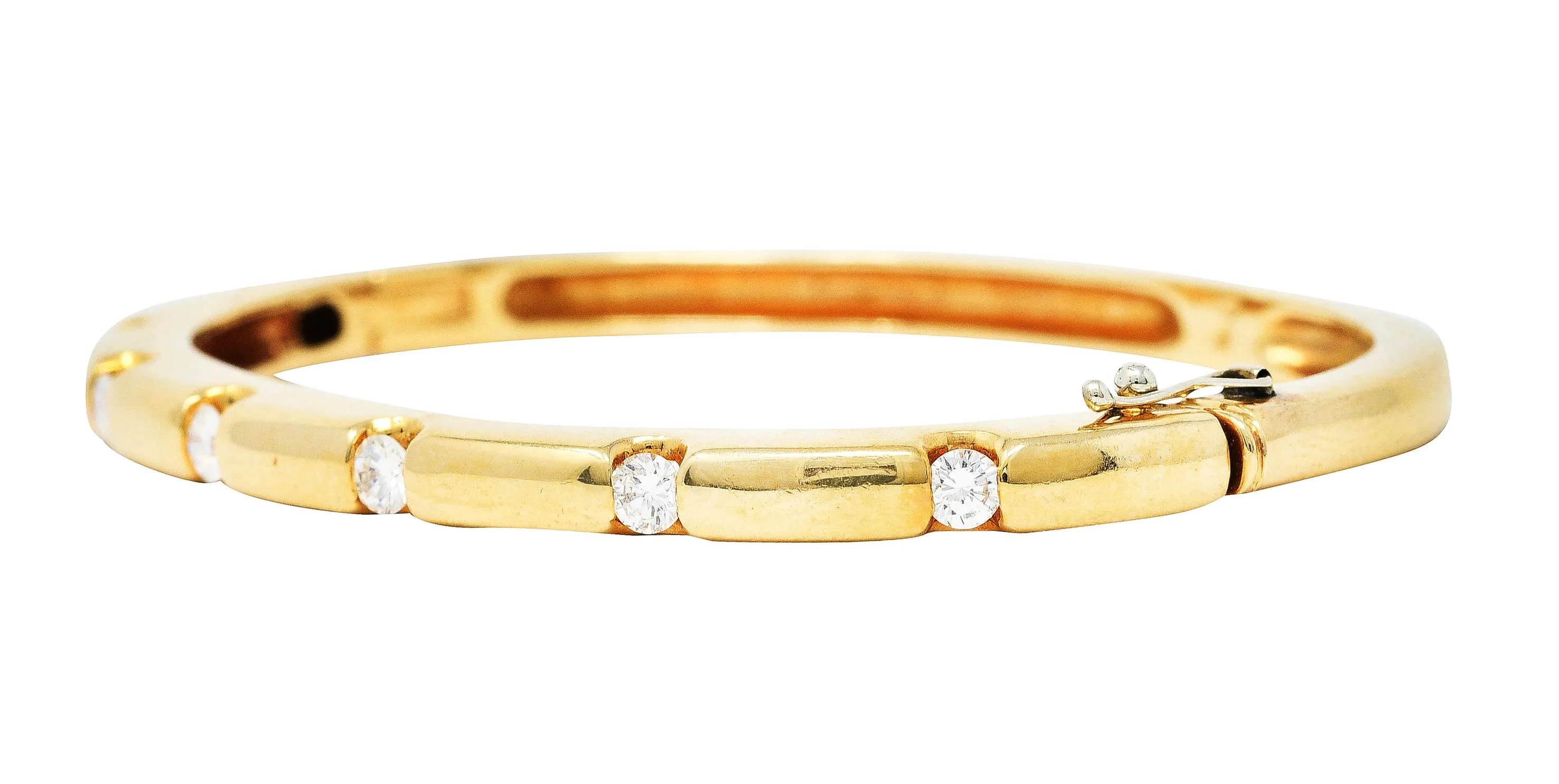 Vintage 0.95 CTW Diamond 14 Karat Gold Bangle Bracelet