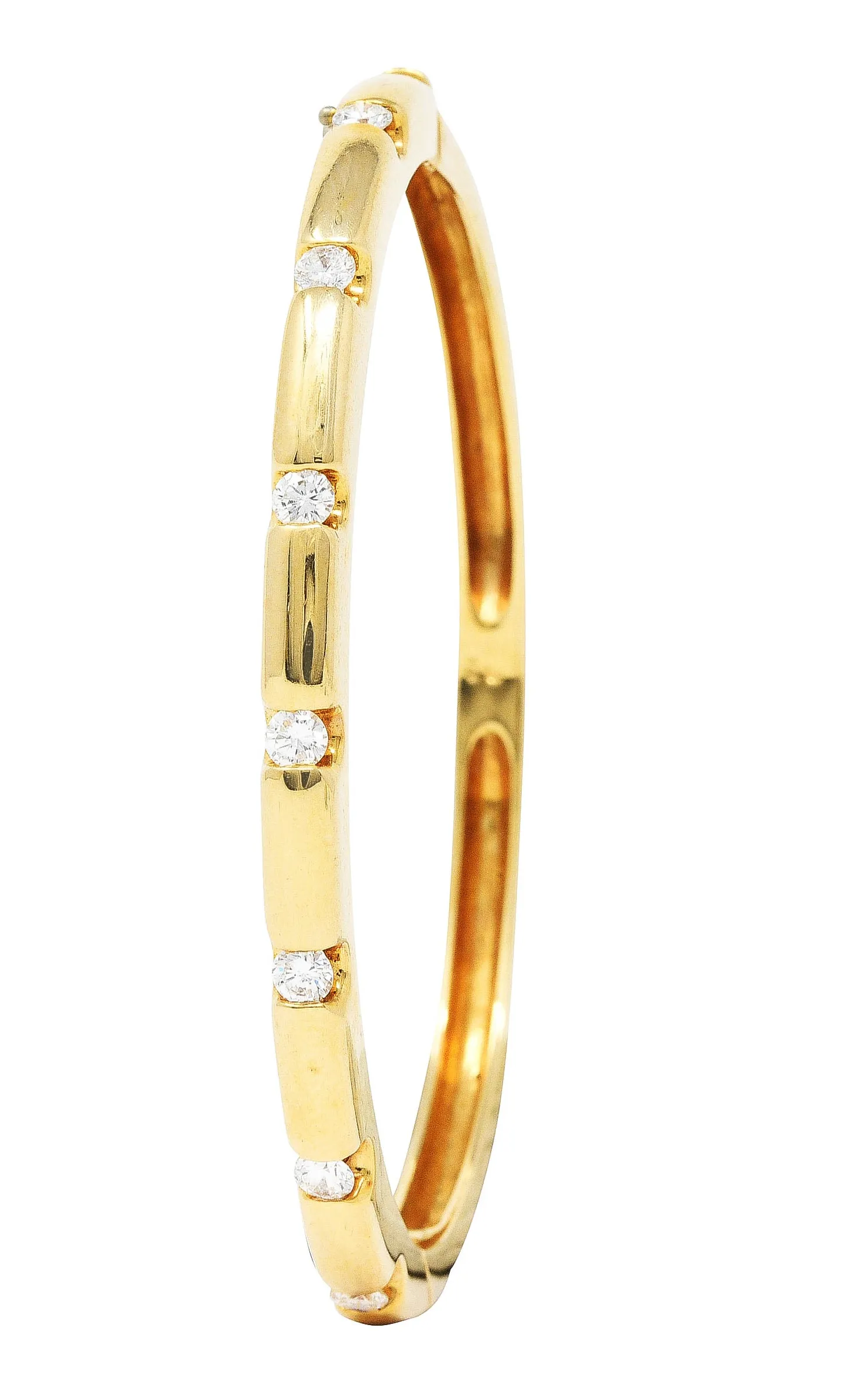 Vintage 0.95 CTW Diamond 14 Karat Gold Bangle Bracelet
