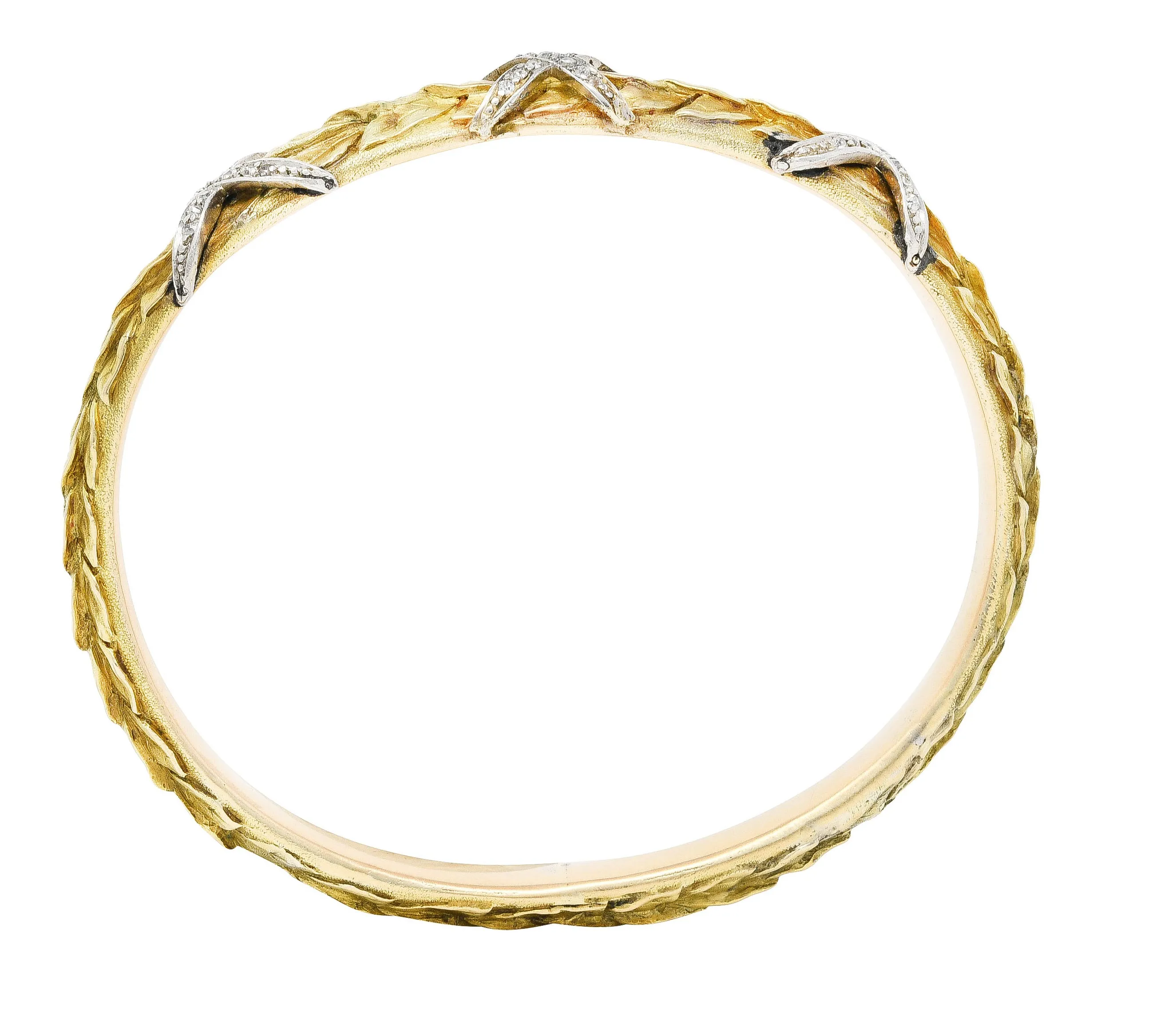 Vintage 0.95 CTW Diamond 14 Karat Gold Bangle Bracelet