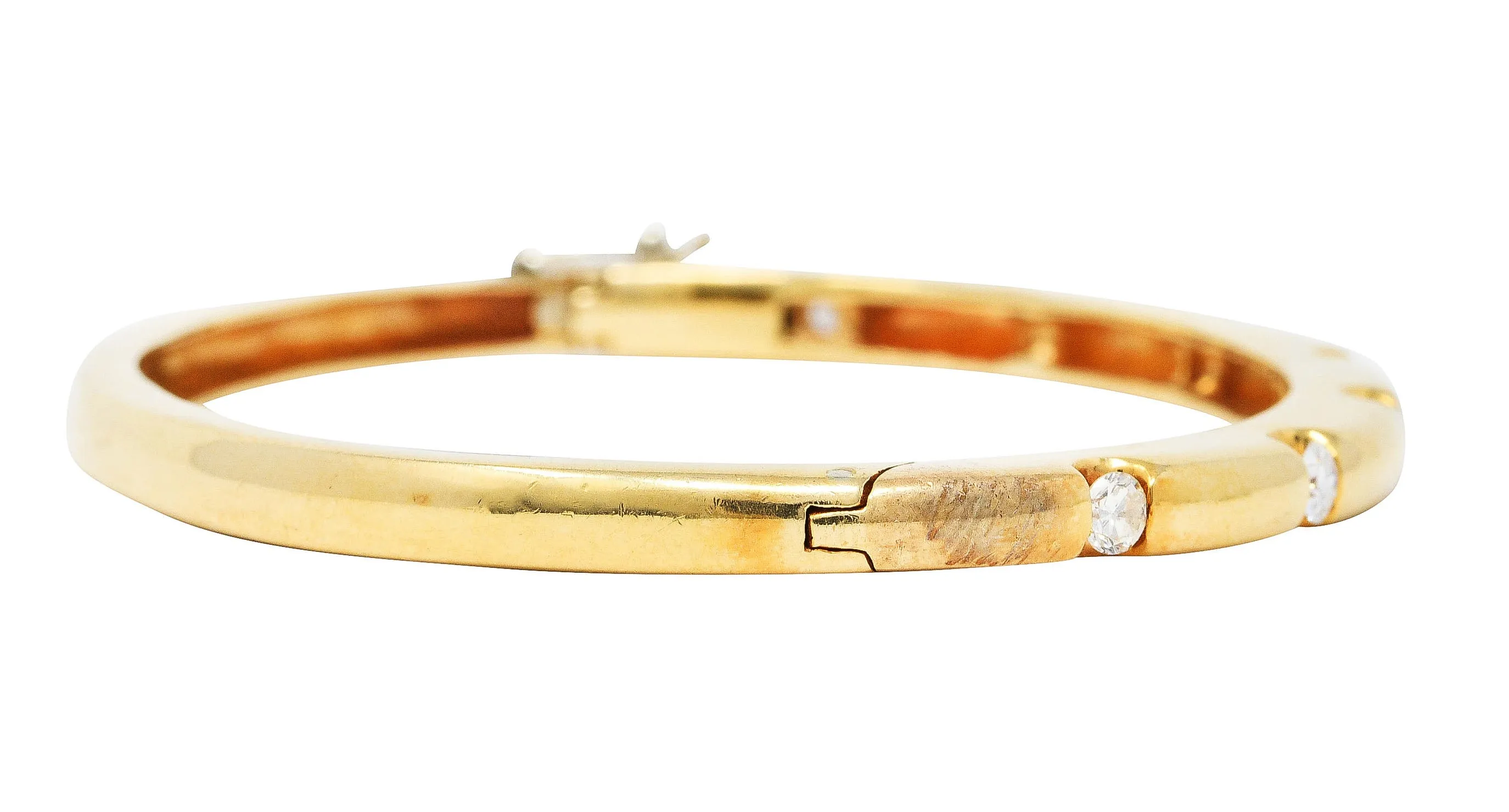 Vintage 0.95 CTW Diamond 14 Karat Gold Bangle Bracelet